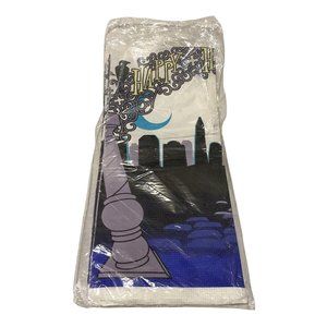 Vtg Halloween Happy Haunting Table Cover Graveyard Cemetary 54” X 102” NOS